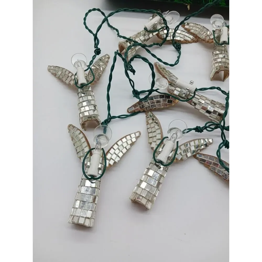VTG Santa's World Novelty Angel Hanging Christmas Lights Mirrored Disco Acrylic